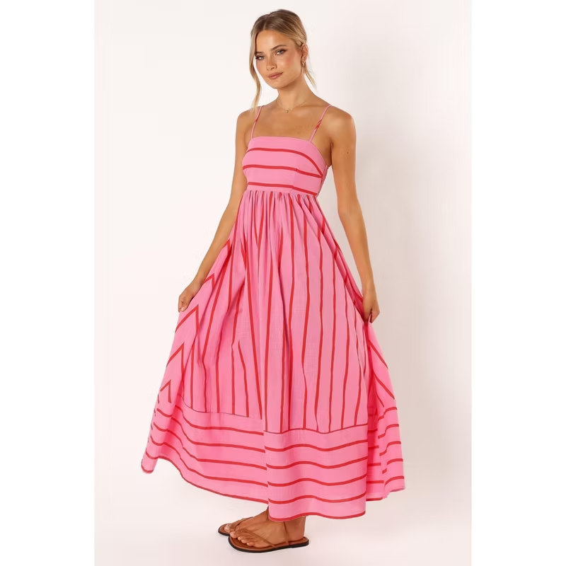 Versatile striped maxi skirt