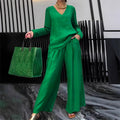 ✨ NEW! Women's V-Neck Lounge Set with Wide-Leg Pants